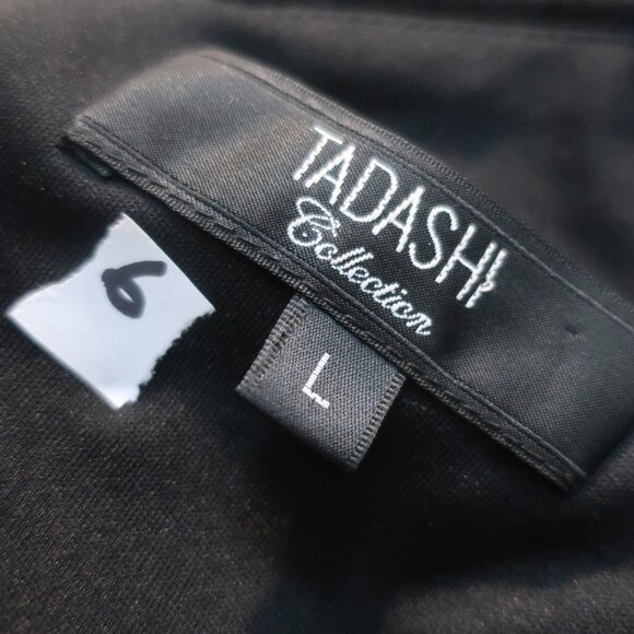 Women Tadashi Collection Gunmetal Shimmer Ruched V-Neck Sleeveless Gown Dress L - Picture 15 of 16